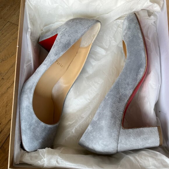 Christian Louboutin 70mm Cadrilla Suede Block-Heel Pumps New, 39.5 - Picture 9 of 9